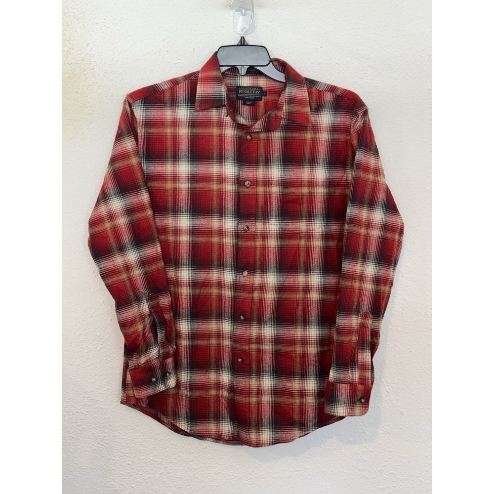 Vintage Pendleton/Thomas Kay Mens Flannel Shirt, Size M, Red Plaid Wool Classic